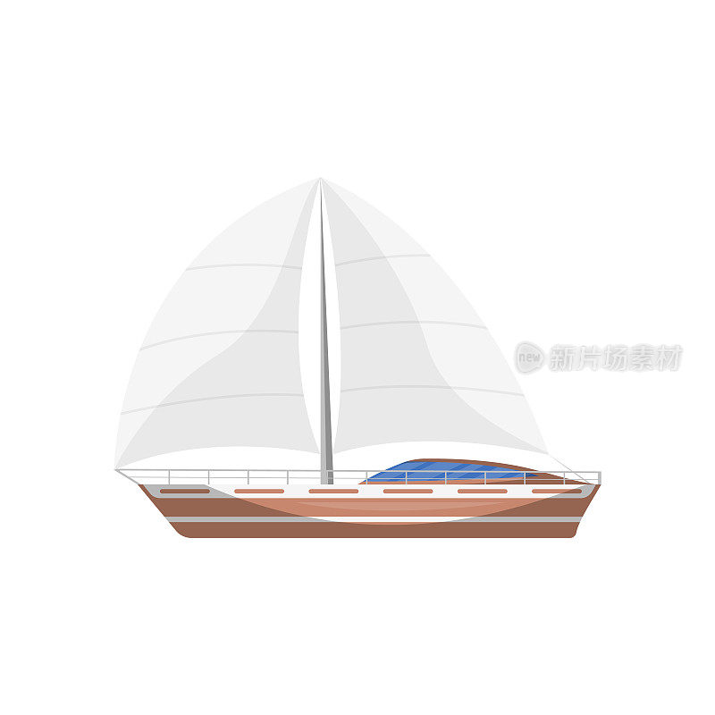 Travel sailboat side view isolated icon